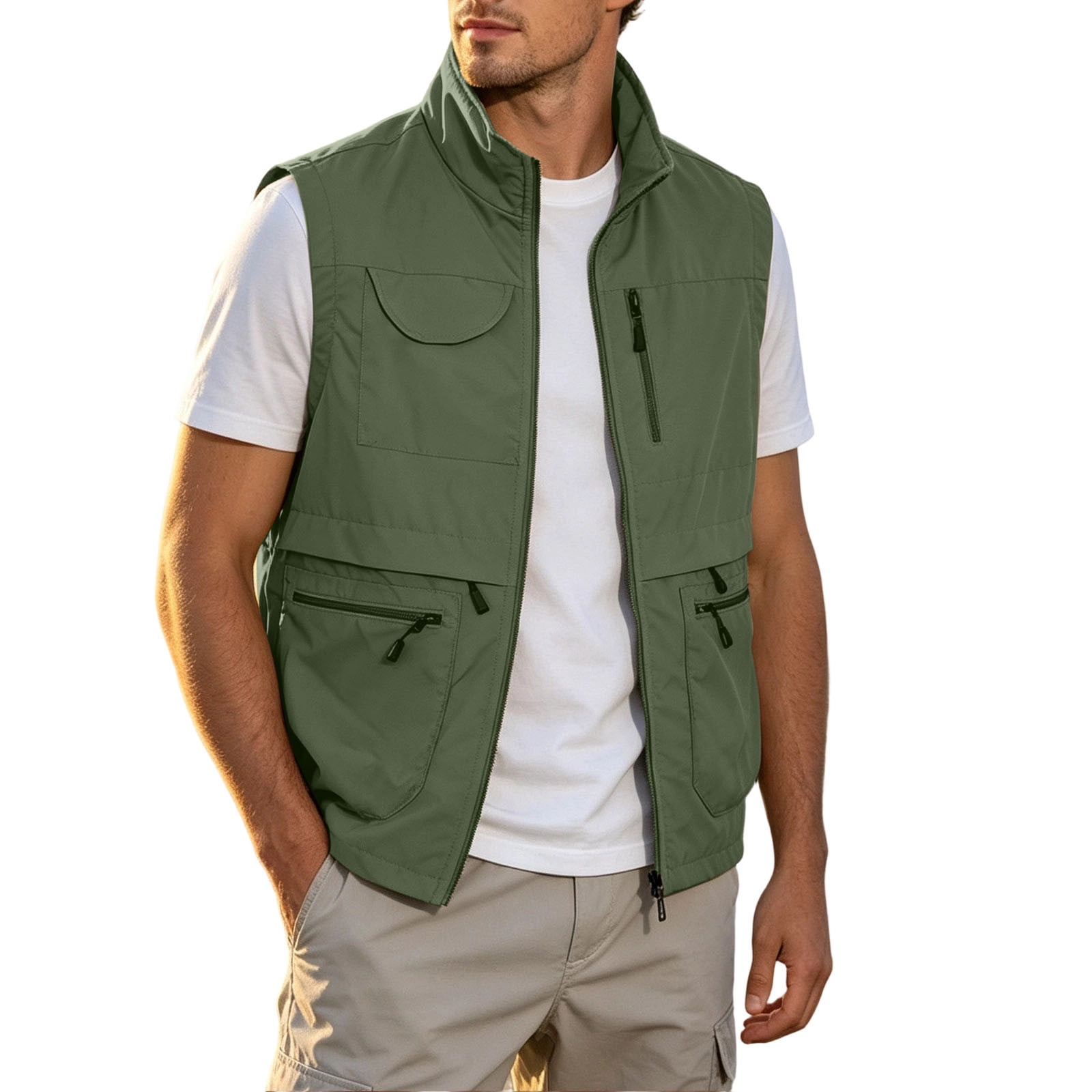 Men's Lightweight Outdoor Cargo Vest Fishing Safari Vest Jacket with ...