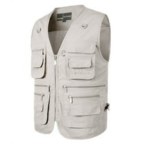Men's Lightweight Outdoor Fishing Vest with 16 Pockets – Loose Casual Utility Cargo Vest for Travel & Safari