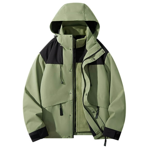 Men's Lightweight Outdoor Jacket Detachable Two Piece Warm Windproof Hiking Suit Casual Sport Coat