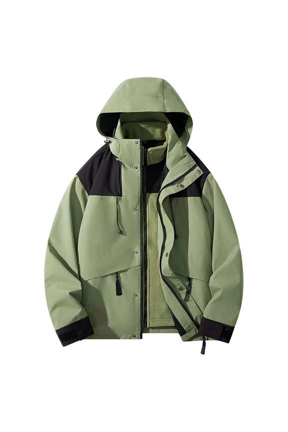 Men's Lightweight Outdoor Jacket Detachable Two Piece Warm Windproof Hiking Suit Casual Sport Coat