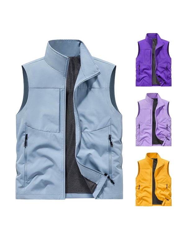 Men's Lightweight Outdoor Jacket Sports Multi-Pocket Casual Quick Dry Loose Fit Hiking Mountaineering Travel Sun Protection Polyester Spandex Tooling | JASKFLY,Purple M