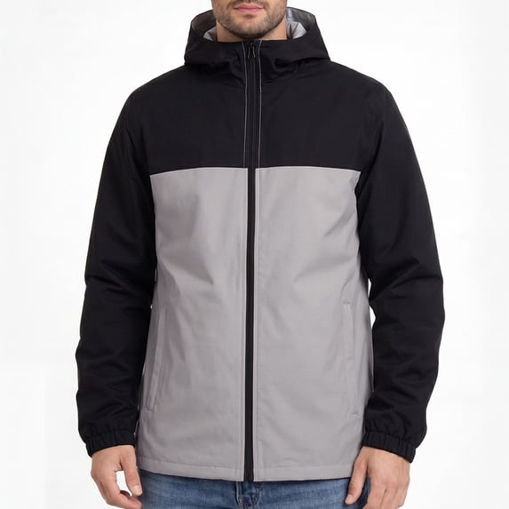Men's Lightweight Outdoor Jacket Winter Solid Hooded Zipper Windproof Coat with Pockets Casual Long Sleeve Outwear Windbreaker Jacket For Work Cycling Hiking