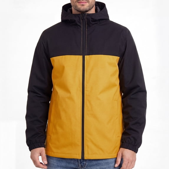 Men's Lightweight Outdoor Jacket Winter Solid Hooded Zipper Windproof Coat with Pockets Casual Long Sleeve Outwear Windbreaker Jacket For Work Cycling Hiking