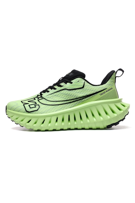 Men's Lightweight Outdoor Running Shoes - Non-Slip Grip, Breathable Athletic Sneakers with Cushioned MD/Rubber Sole for Hiking, Gym, Jogging - All-Day Comfort - Green/White Colorway - Extended Sizes