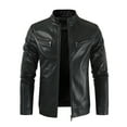 thumbnail image 1 of Men's Lightweight PU Leather Jacket Stylish Zippered Casual Outerwear for Spring Autumn Seasons, 1 of 1