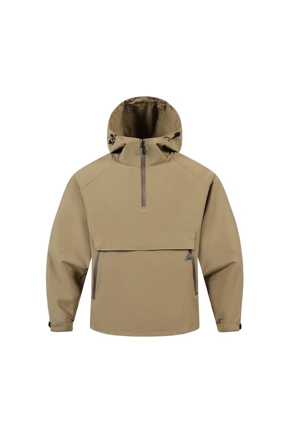 Men's Lightweight Packable Anorak Windbreaker Quarter Zip Pullover Hooded Regular Fit Mesh Lined with Zipper Kangaroo Pocket for Hiking Travel