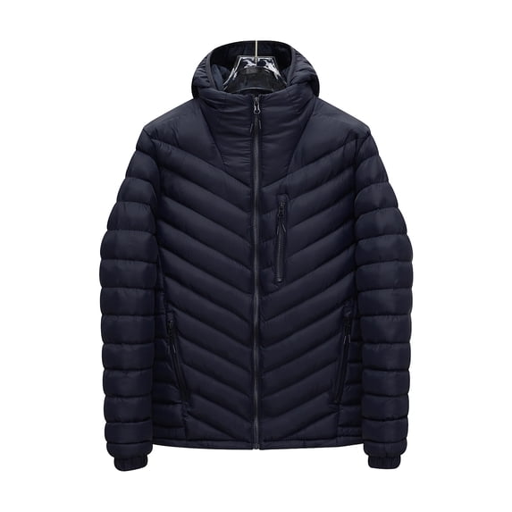 Men’s Lightweight Packable Hooded Jacket – Water Resistant Travel Puffer