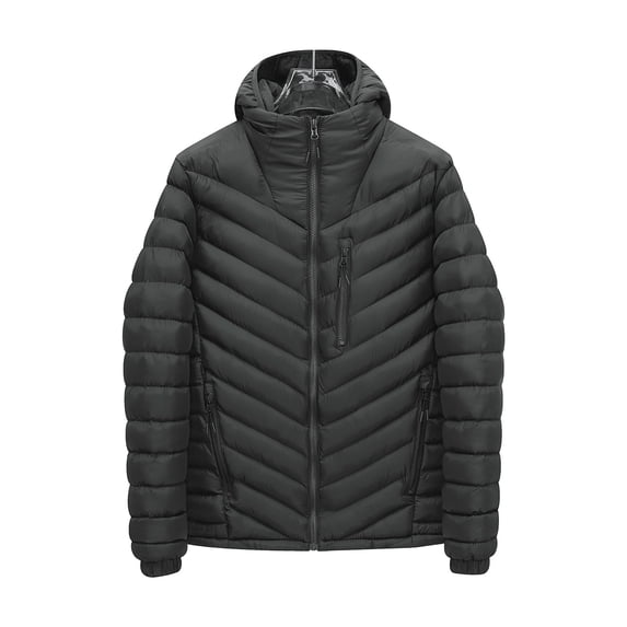 Men’s Lightweight Packable Hooded Jacket – Water Resistant Travel Puffer