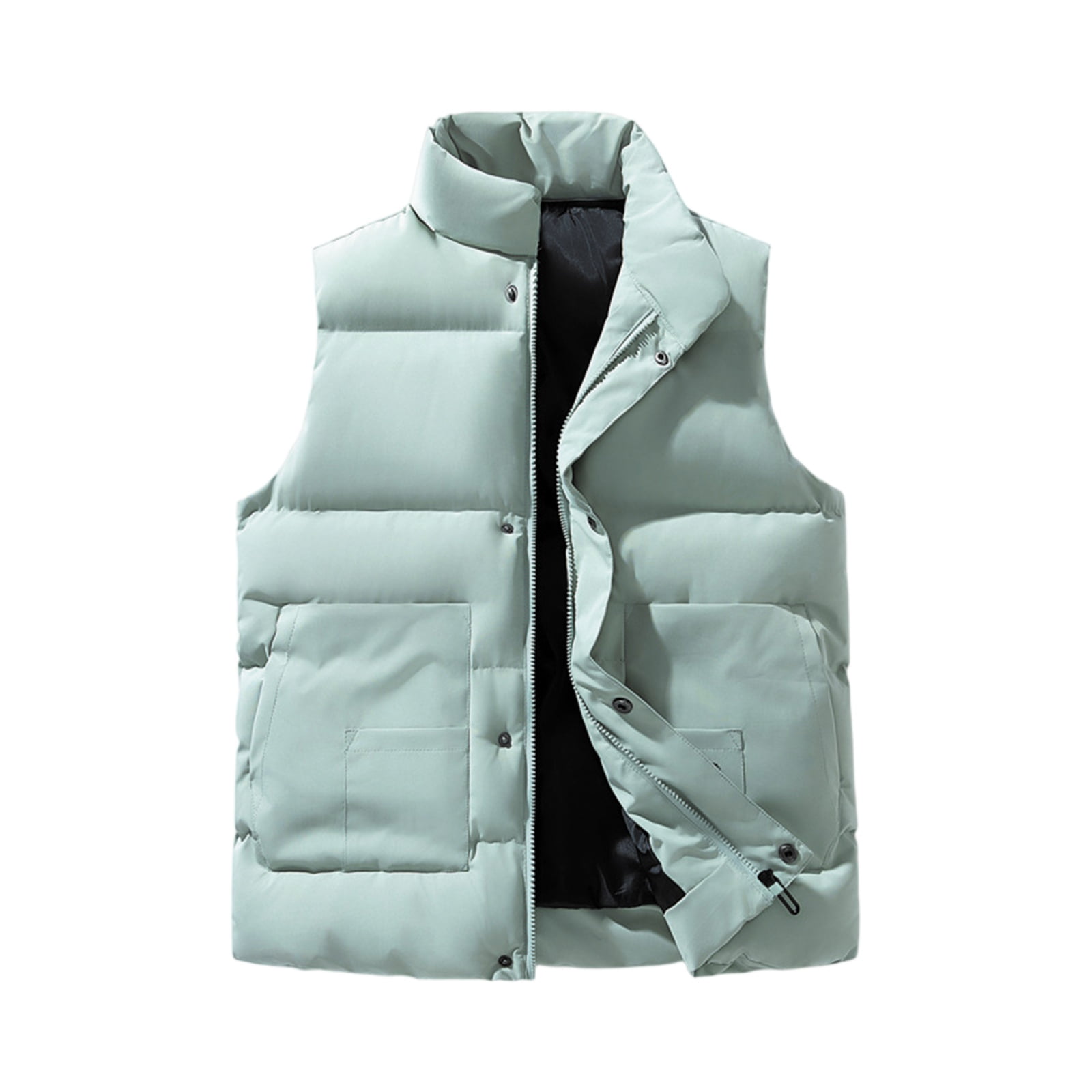 Men's Lightweight Packable Insulated Puffer Vest Outerwear Quilted Sleeveless Vests Stand Collar Solid Color Vest Jacket Outerwear Warm Winter Casual Zip Up Coat for Work Travel Outdoor,Blue L