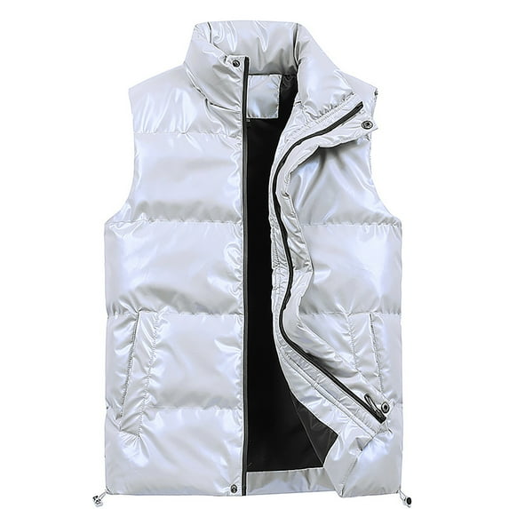 Men's Lightweight Packable Insulated Puffer Vest Outerwear Quilted Water-Resistant Windproof Vests Zipper Sleeveless Vest Jacket with Pockets Winter Warm Puffy Casual Lightweight Streetwear,White M