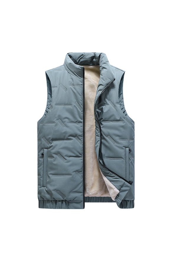 Men's Lightweight Packable Insulated Puffer Vest Outerwear Sleeveless Full Zipper Vests Quilted Down Water-Resistant Windproof Down Jacket Stand Collar Winter Puffy Insulated Streetwear,Blue M