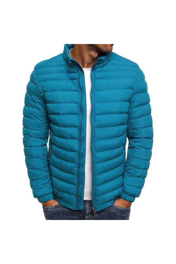 Men's Lightweight Packable Puffer Down Jacket Winter Water-Resistant Outwear Stand Collar Parka Slim Fit Coat