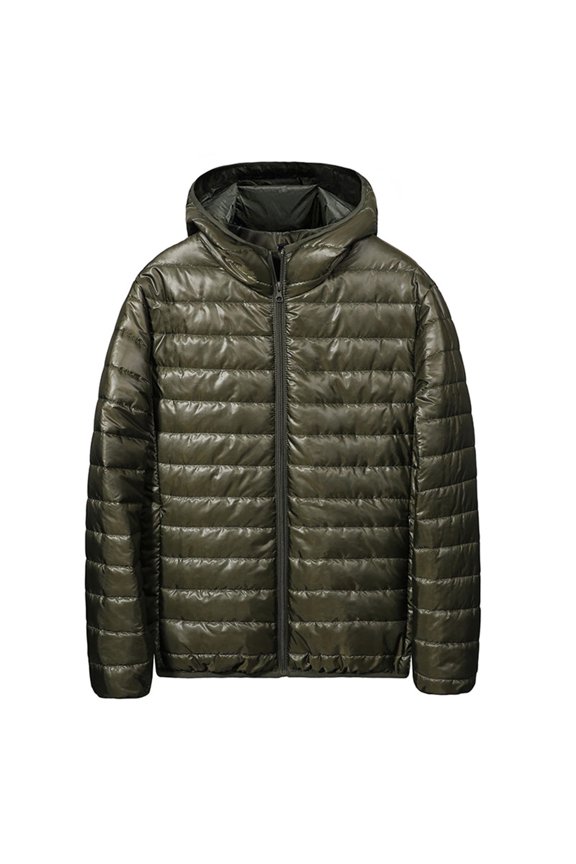 Men's Lightweight Packable Puffer Jacket Water-Resistant Zip Up Hooded Winter Insulated Warm Jackets Coat