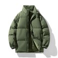 thumbnail image 1 of Men's Lightweight Packable Puffer Jacket Winter Coat Winter Solid Color Stand Collar Down Jacket Zipper Cardigan Pocket Long Sleeve Padded Jacket Coat, 1 of 3