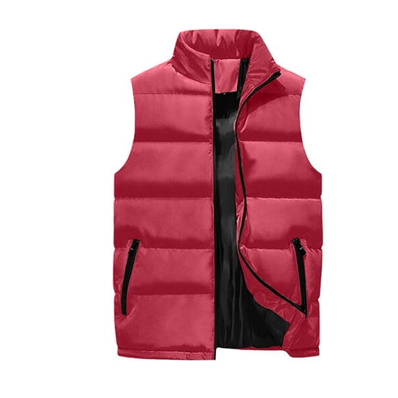 Men's Lightweight Packable Puffer Vest Jacket Quilted Water-Resistant Windproof Vests Zip Up Sleeveless Vest Jacket with Pockets Winter Padded Casual Lightweight Outerwear for Running Outdoor,Red XL