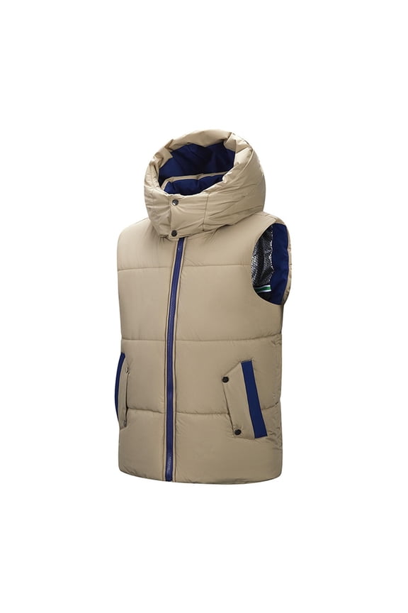 Men's Lightweight Packable Puffer Vest Jacket Sleeveless Zipper Down Vest Quilted Waterproof Windproof Vest Jacket with Hood Winter Warm Puffy Jacket Outerwear for Golf Running Outdoor,Brown 4XL