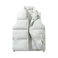 thumbnail image 1 of Men's Lightweight Packable Puffer Vest Jacket Stand Collar Quilted Outerwear Vest Zipper Sleeveless Lightweight Vest Jacket with Pockets Big & Tall Winter Casual Puffy Coat for Running Golf,Beige M, 1 of 3