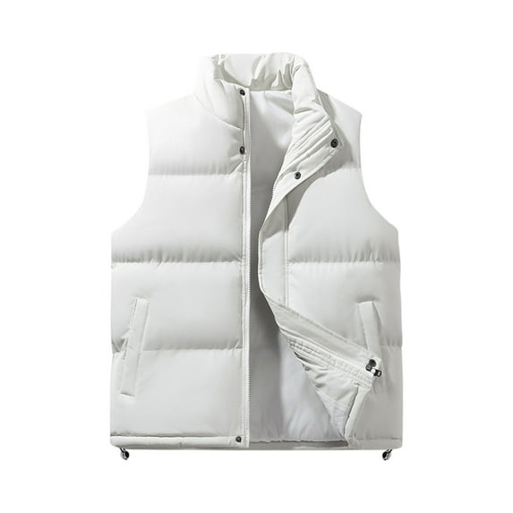 Men's Lightweight Packable Puffer Vest Jacket Stand Collar Quilted Outerwear Vest Zipper Sleeveless Lightweight Vest Jacket with Pockets Big & Tall Winter Casual Puffy Coat for Running Golf,Beige M