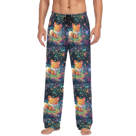 Men's Lightweight Pajama Bottoms 3d Cartoon Style Fox Stretch Elastic Waist Side Pockets Spring Fall