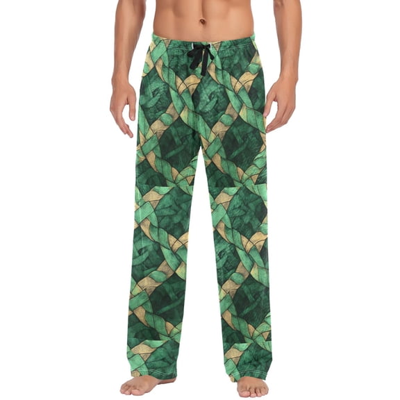 Men's Lightweight Pajama Bottoms Celtic Knots Pattern Stretch Elastic Waist Side Pockets Spring Fall