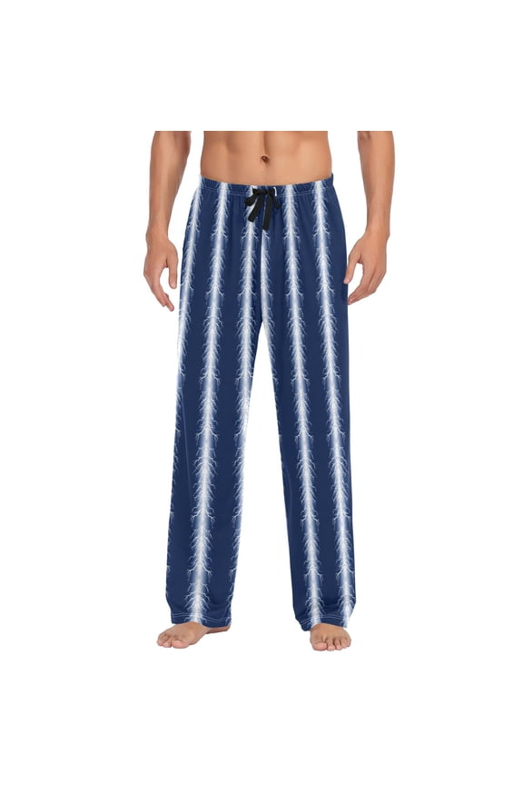 Men's Lightweight Pajama Bottoms Electric Lightning Strikes Stretch Elastic Waist Side Pockets Spring Fall