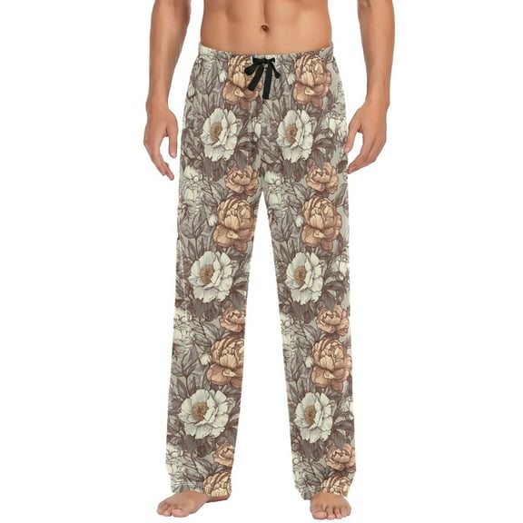 Men's Lightweight Pajama Bottoms Inspired Floral Stretch Elastic Waist Side Pockets Spring Fall