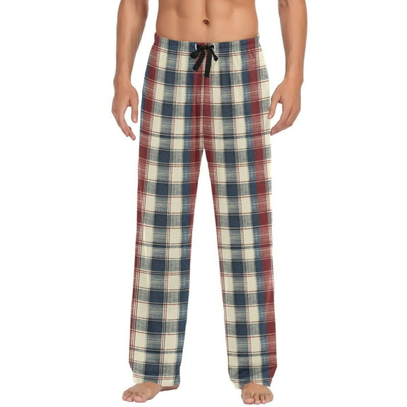 Men's Lightweight Pajama Bottoms Multi Color Lines Stretch Elastic Waist Side Pockets Spring Fall
