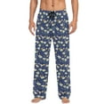 thumbnail image 1 of Men's Lightweight Pajama Bottoms Purple Poppy Pattern Stretch Elastic Waist Side Pockets Spring Fall, 1 of 7