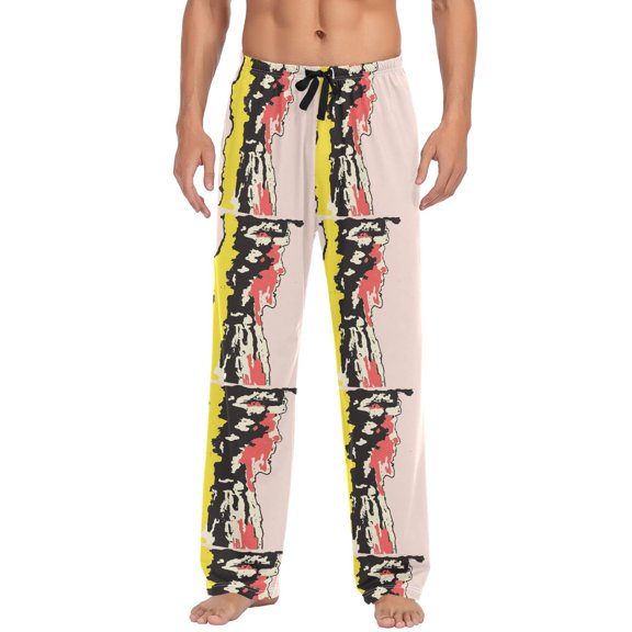 Men's Lightweight Pajama Bottoms Symphony Of Colors Stretch Elastic Waist Side Pockets Spring Fall