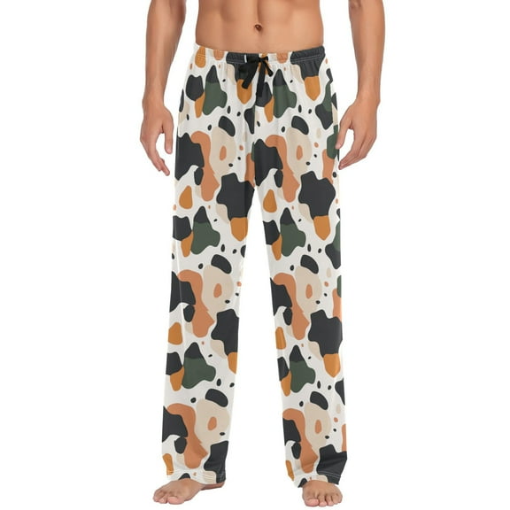 Men's Lightweight Pajama Bottoms Watercolor Carrot Pattern Stretch Elastic Waist Side Pockets Spring Fall