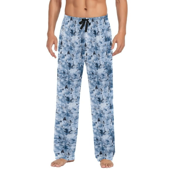Men's Lightweight Pajama Bottoms Winter Tree Stretch Elastic Waist Side Pockets Spring Fall