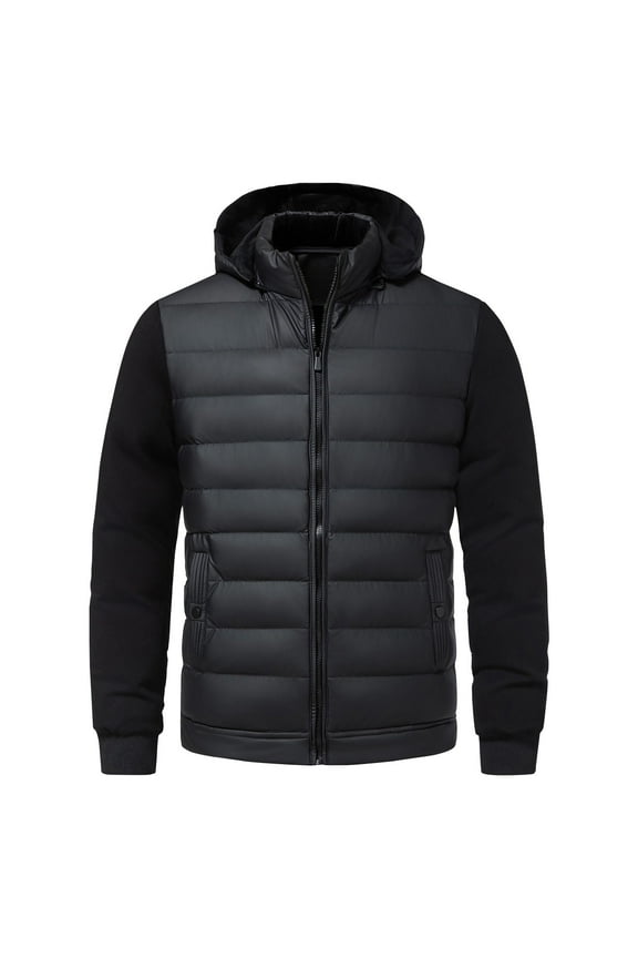 Men's Lightweight Puffer Down Jackets Detachable Hood Water-Resistant Winter Coat Hooded Insulated for Travel Ski