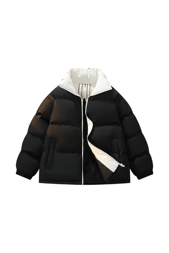 Men's Lightweight Puffer Down Jackets Thicken Water Resistant Winter Coat Long Sleeve Full Zipper Insulated Cotton Coat for Travel
