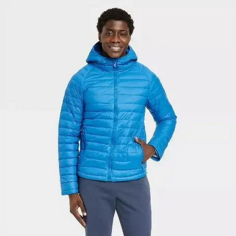 Men s Lightweight Puffer Jacket All in Motion Blue XXL Walmart