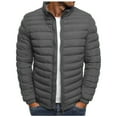thumbnail image 1 of Men's Lightweight Puffer Jacket Packable Warm Insulated Winter Jackets Winter Windproof Quilted Down Coat Grey XL, 1 of 7