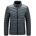 thumbnail image 1 of Men's Lightweight Puffer Jacket Solid Color Detachable Cap Zipper Warm Coat Long Sleeve Parkas, 1 of 4