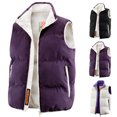 thumbnail image 1 of Men's Lightweight Puffer Vest Jacket Sleeveless Zipper Down Vest Quilted Down Waterproof Windproof Jacket Stand Collar Winter Warm Puffy Casual Outerwear for Golf Running Outdoor,Purple XL, 1 of 6