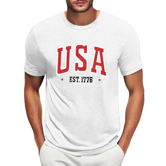 Men's Lightweight Pullover Hoodie, Vintage American Flag Print with Kangaroo Pocket for Everyday Versatility ,White L