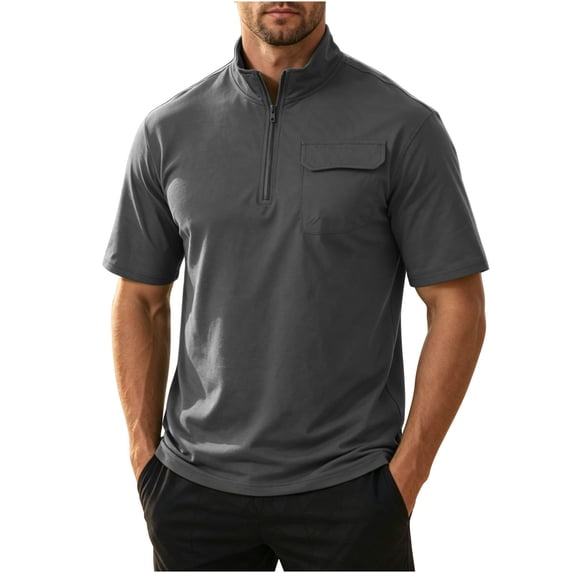 Men's Lightweight Quarter Zip Short Sleeve Pullover Performance Shirts Windbreaker for Golf, Hiking, and Running Wind Breaker Jackets with Chest Pocket Sizes S-2XL Dark Gray