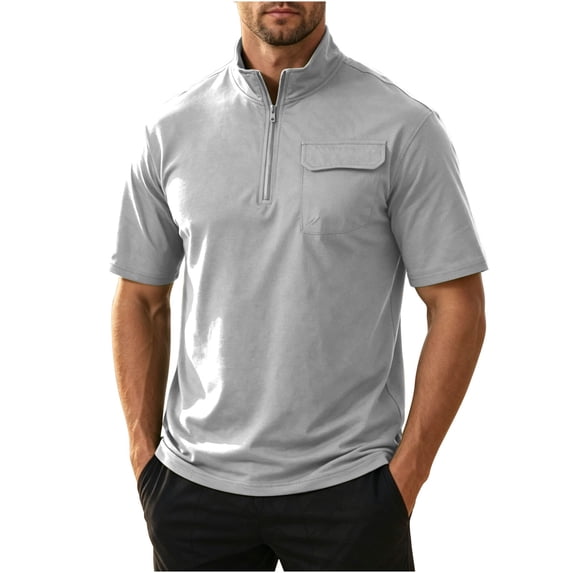 Men's Lightweight Quarter Zip Short Sleeve Pullover Performance Shirts Windbreaker for Golf, Hiking, and Running Wind Breaker Jackets with Chest Pocket Sizes S-2XL Gray