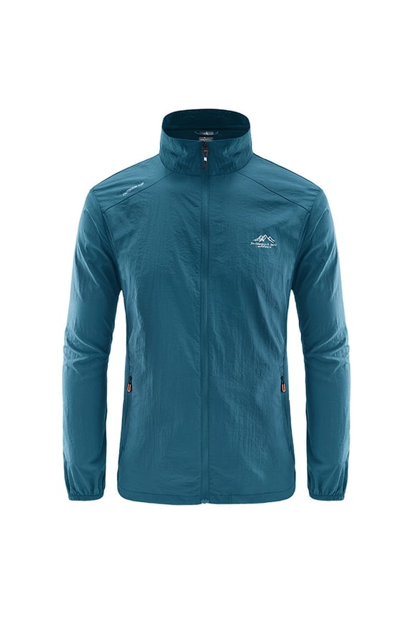 Men's Lightweight Quick Dry Athletic Jacket Full Zip Stand Collar Hiking Running Workout Performance Shirt