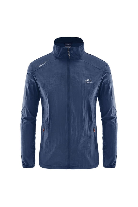 Men's Lightweight Quick Dry Athletic Jacket Full Zip Stand Collar Hiking Running Workout Performance Shirt