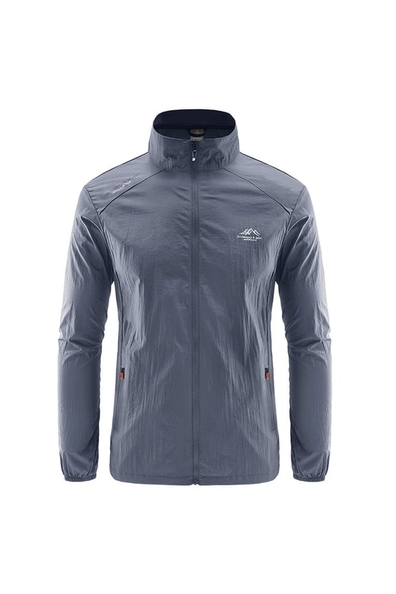Men's Lightweight Quick Dry Athletic Jacket Full Zip Stand Collar Hiking Running Workout Performance Shirt