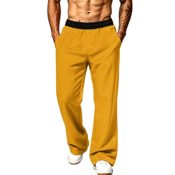 Men's Lightweight Quick Dry Hiking Running Pants Outdoor Sports Breathable Zipper Pockets Athletic Workout Pants Orange M