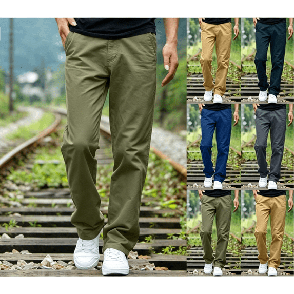 Men's Lightweight Quick Dry Outdoor Pants, Straight Leg Casual Trousers for Hiking, Golf & Travel, Breathable Chino Pants Sizes S-2XL Khaki
