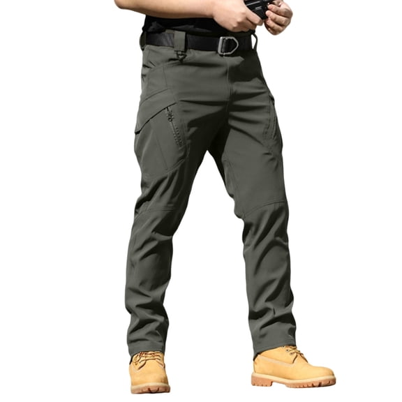 Men's Lightweight Quick-Dry Tactical Pants, Water Resistant Hiking Pants with Pockets for Outdoor & Work (No Belt),Gray,M