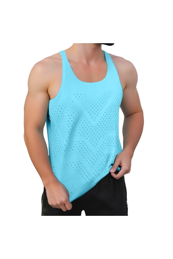 Men's Lightweight Quick Drying Track and Field Training Vest Breathable Square Neck, for Fitness Enthusiasts