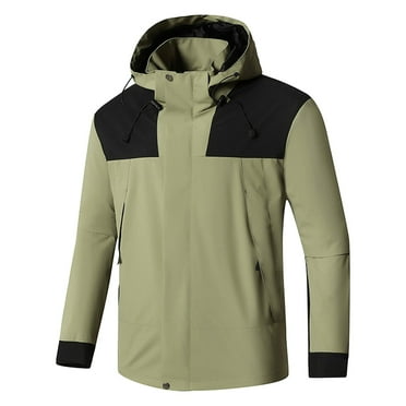 Men's Lightweight Rain Jacket Loose Waterproof Raincoats Winter Warm Tops Single Layer Outdoor Climbing Wear Long Sleeve Hooded Hardshell Top