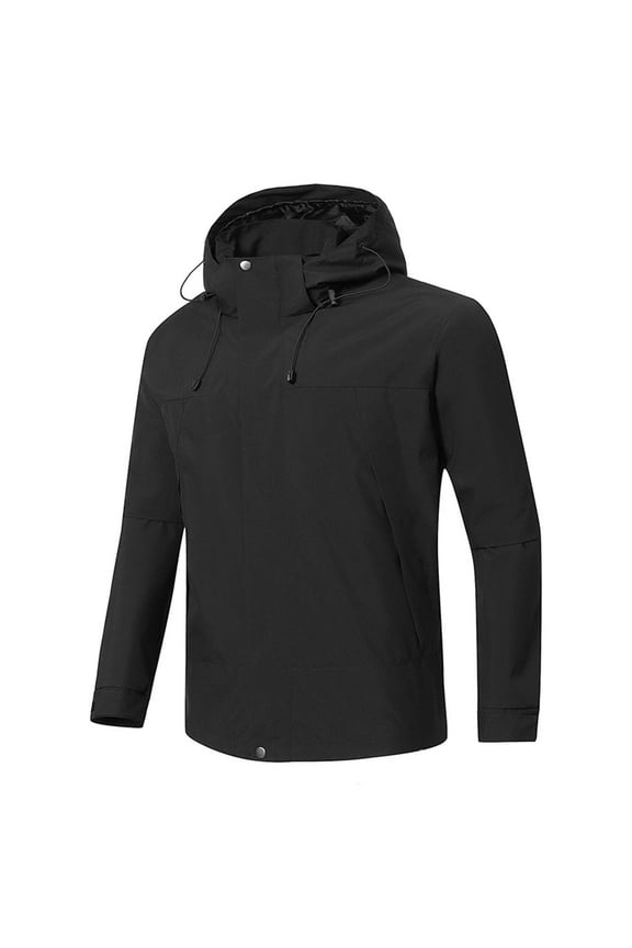 Men's Lightweight Rain Jacket Loose Waterproof Raincoats Winter Warm Tops Single Layer Outdoor Climbing Wear Long Sleeve Hooded Hardshell Top