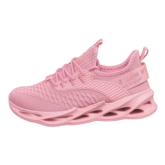 Men's Lightweight Running Shoes Breathable Non Slip Athletic Tennis Shoes Casual Lace Up Walking Slip On Sneakers Pink Size 7